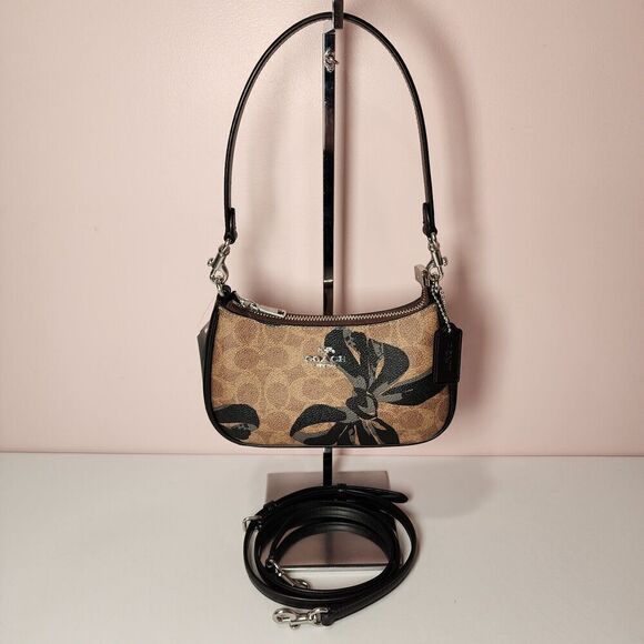NWT Coach CY733 Teri Mini Bow Print Crossbody Bag Signature Black Bows V2 - Picture 1 of 5